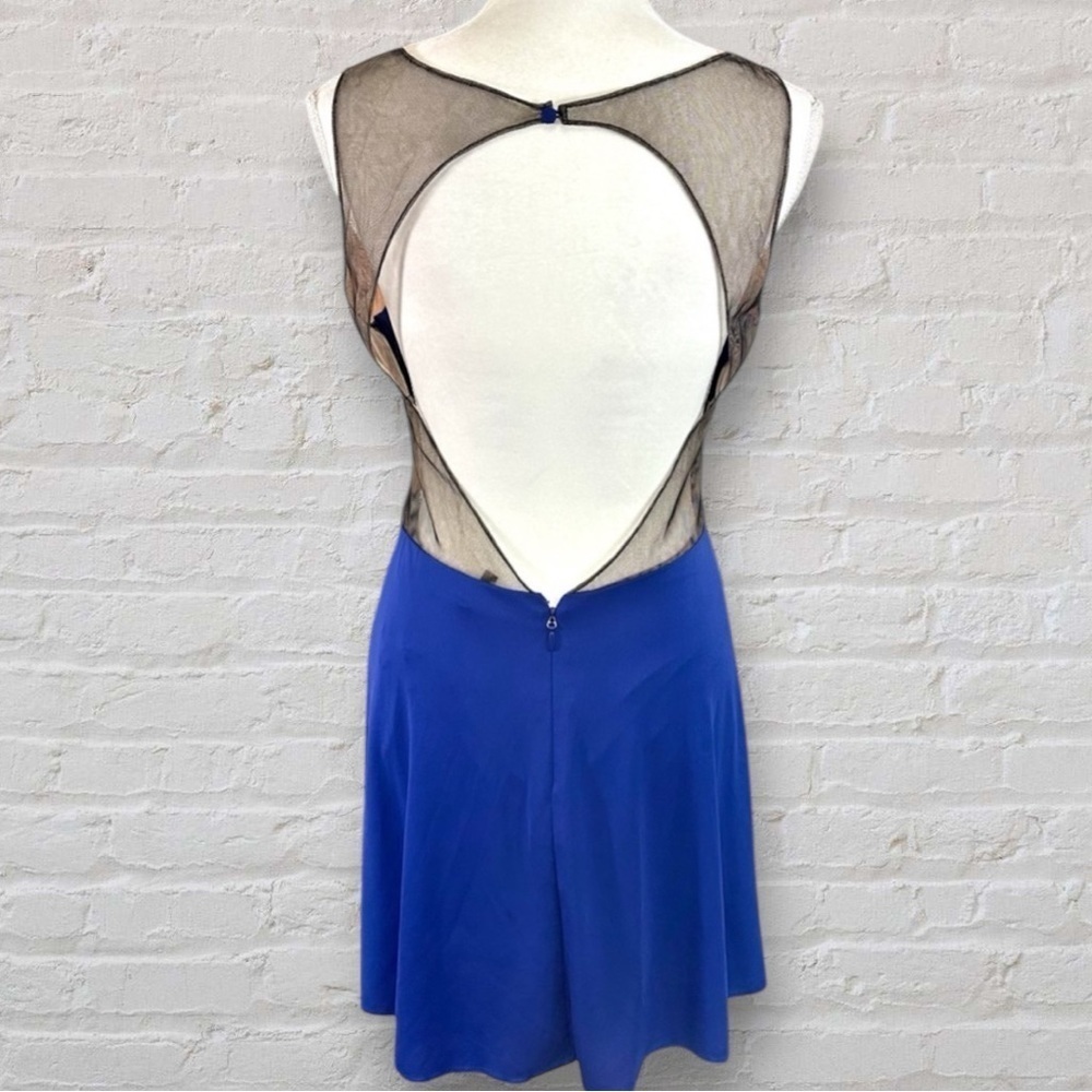 NTW BCBGMaxAzria "Waverly" Royal Blue Cocktail / Party Dress w/ Sheer Detail-M - Picture 5 of 9